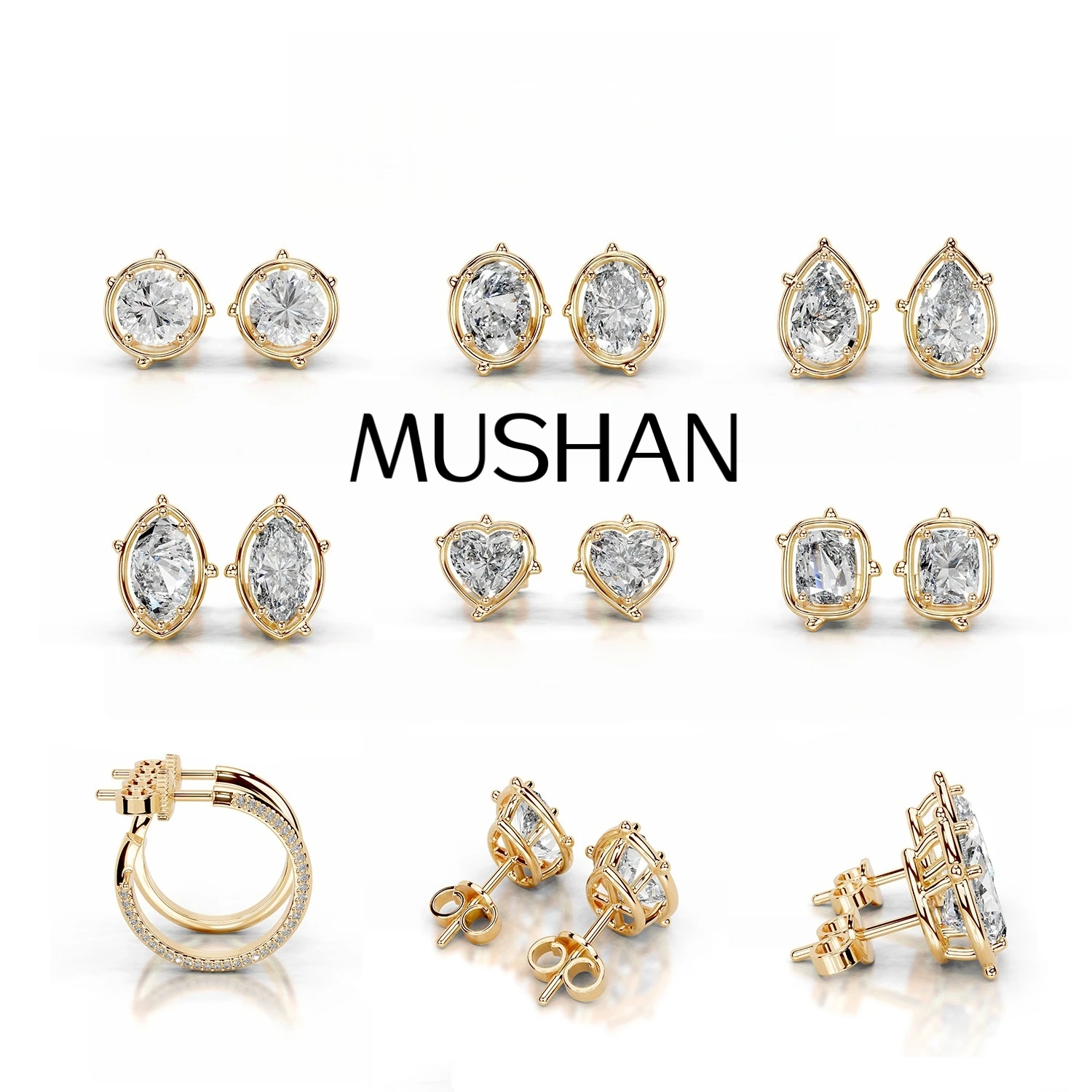 

MuShan Brand Jewelry 925 Sterling Silver Earrings Moissanite Diamond Dangle Formal for Women Rhodium Plated MST Patent Earring