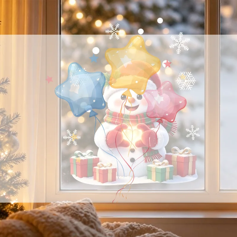 Christmas Love Heart Snowman Window Sticker Warm Winter Glass Decal For Living Room Decor