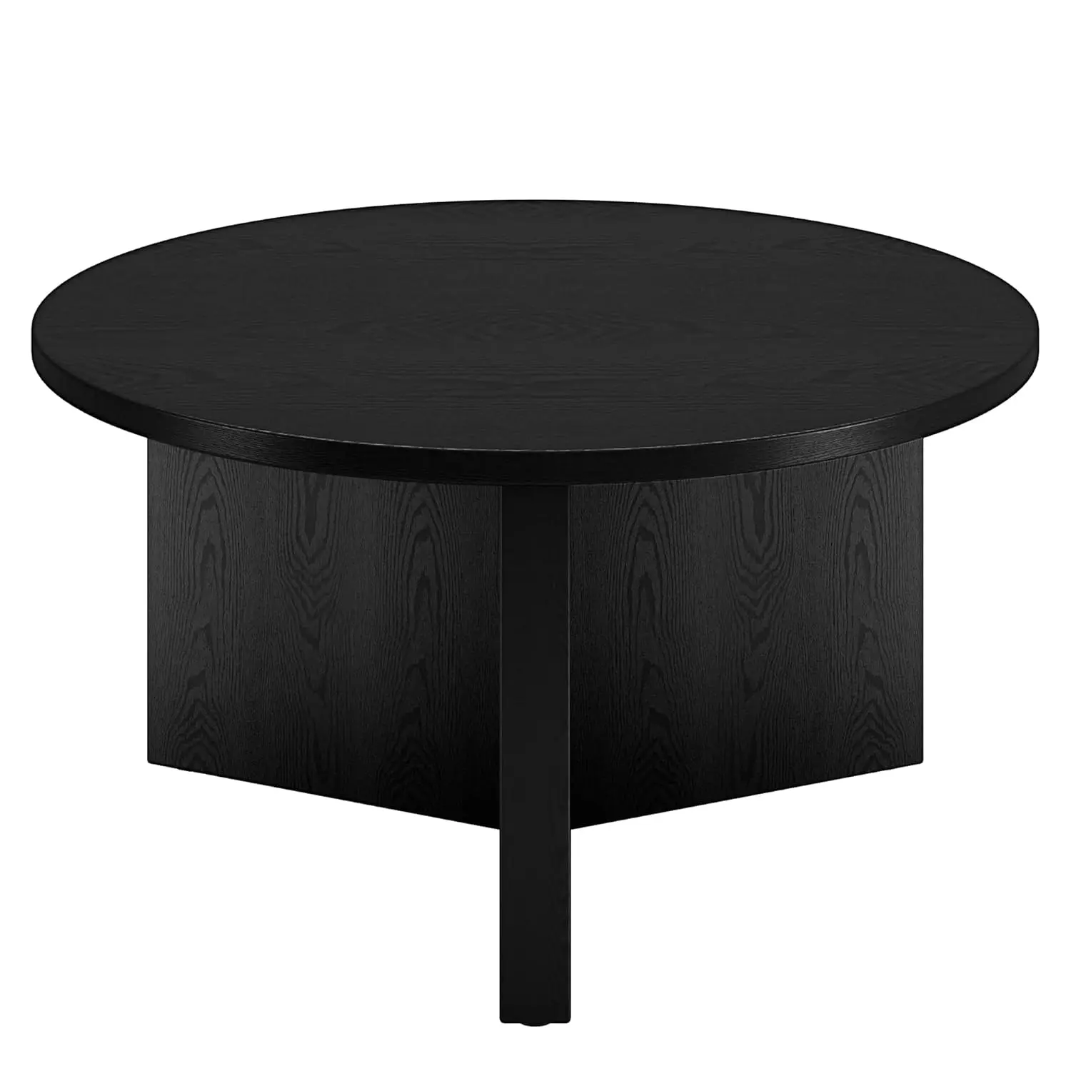 

32" Round Wood Pedestal Coffee Table for Living Room, Family Room, Office, or Apartment, Natural Black, Customized