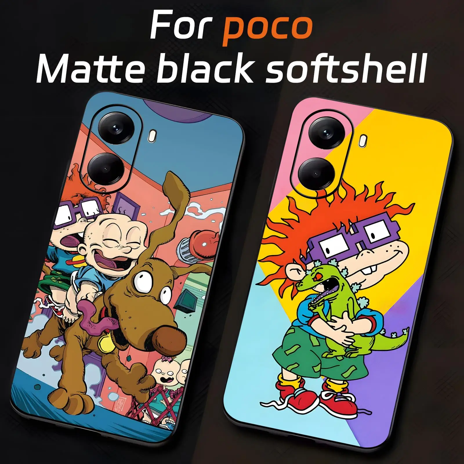 Funda de teléfono con dibujos divertidos de R-Rugrats para Xiaomi POCO M7 M6 M5 X7 X6 X5 F7 F6 F5 Pro 5G, funda negra suave a prueba de golpes