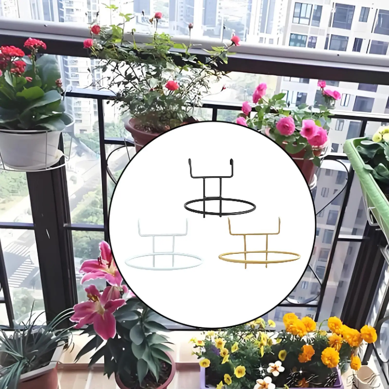 

Flowerpot Hanger Sturdy Hanging Railing Planter for Patio Outdoor Indoor