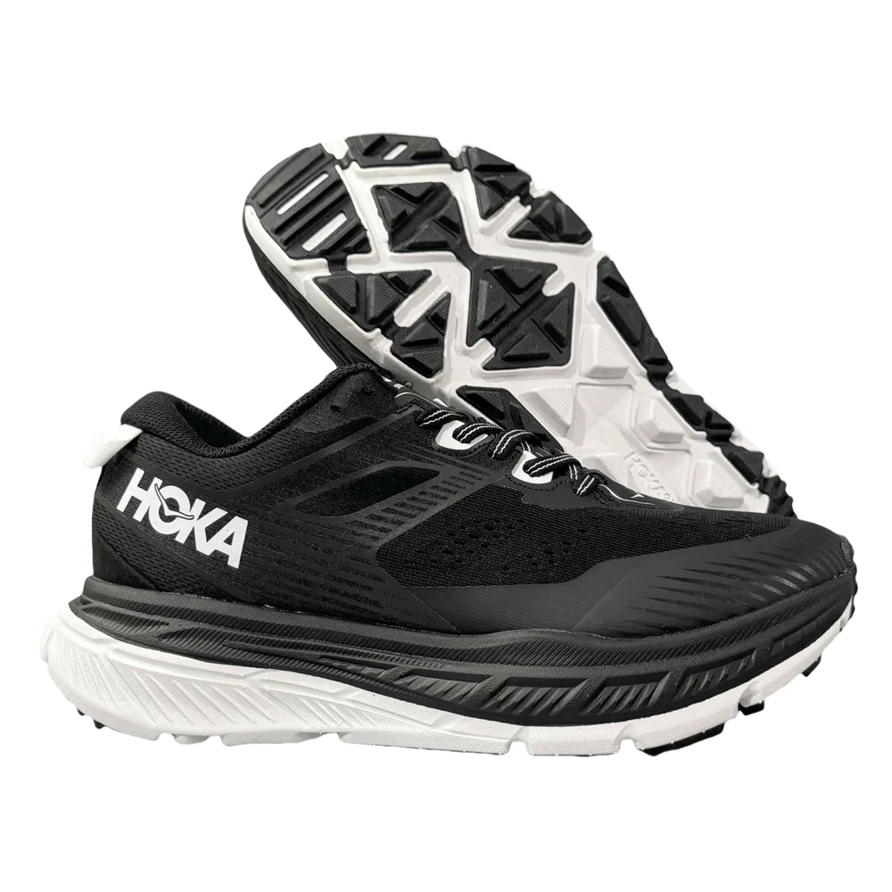 HOKA ONE ONE Stinson ATR6 Women and Men Black White Wear-resistant Breathable Packable Outdoor Hiking Walking Shoes 1110506-BWHT