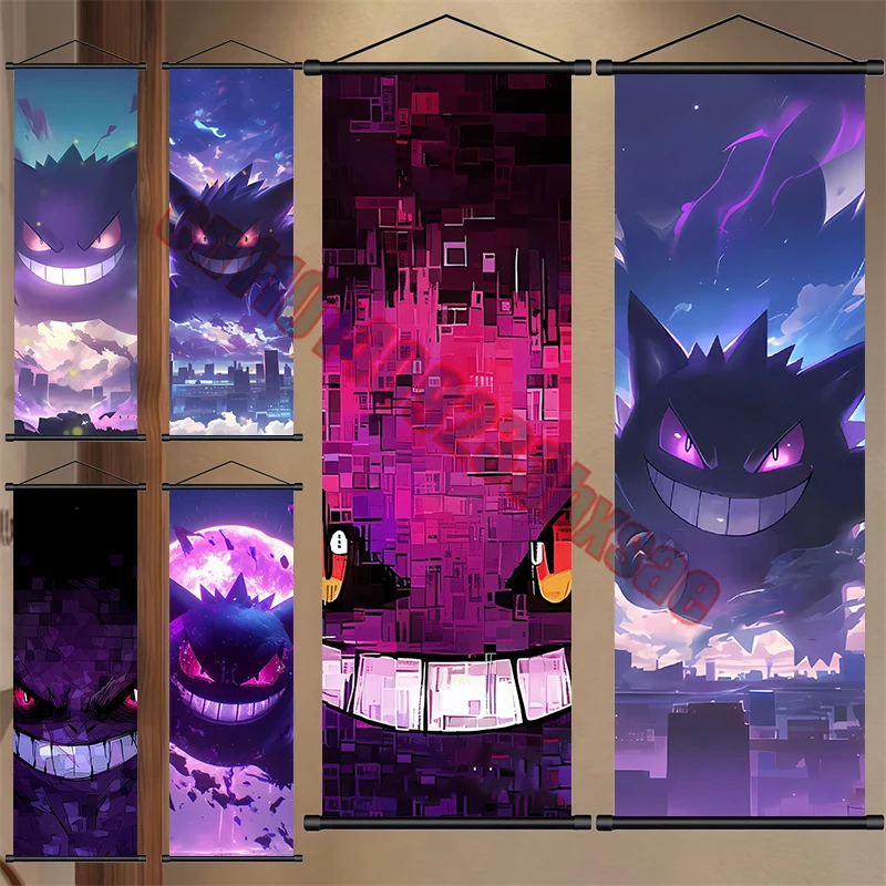 

Japanese Classic Anime Pokemon Gengar High Quality Cool Art Scroll Painting Suitable for Bedroom Living Room Decoration Gift