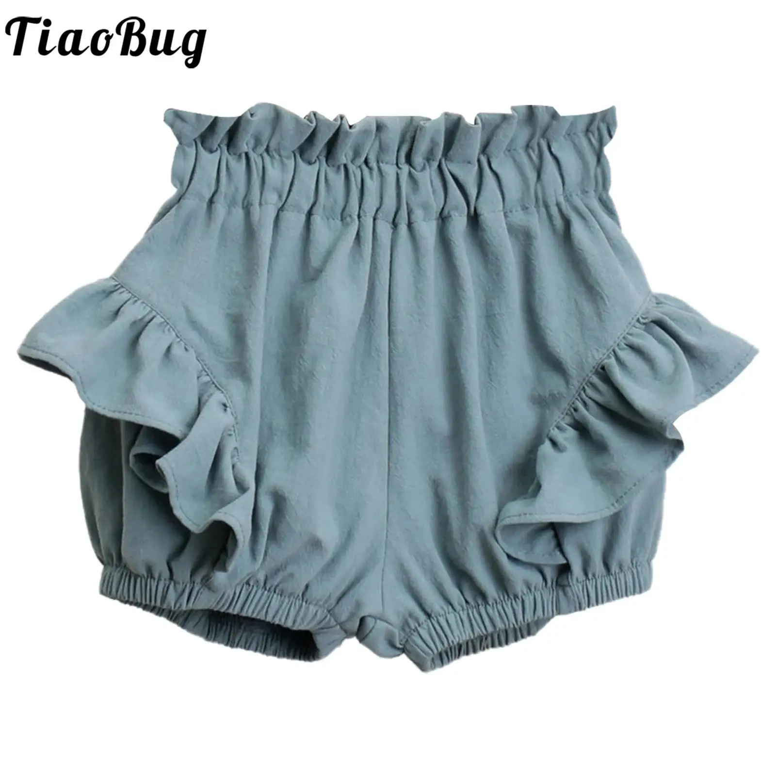 Infant Baby Girls Cotton Bloomers Diaper Cover Toddler Kids Cute Elastic Waist Ruffle Shorts Summer Solid Color Casual Shorts