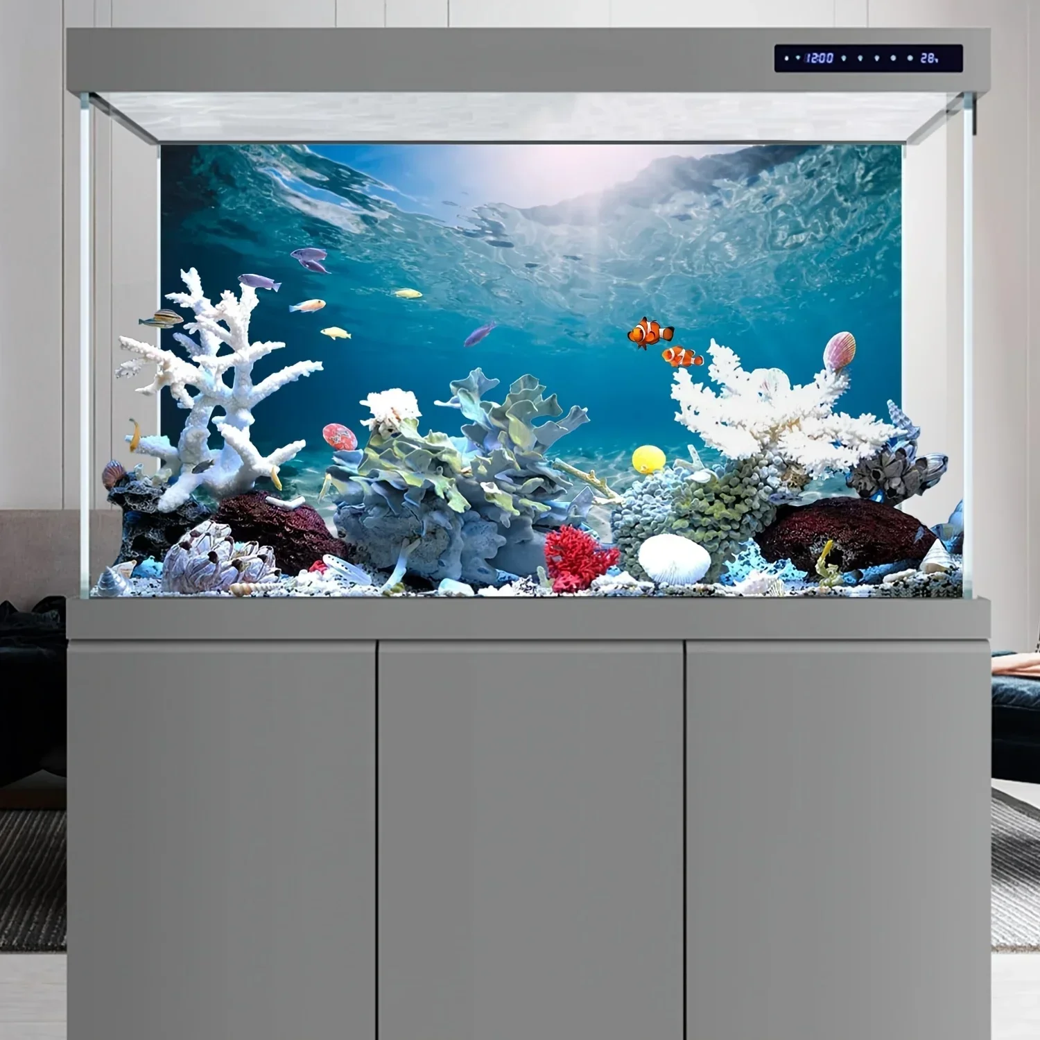 Unterwasser-Roma-Stadt, Aquarium-Hintergrundbild, Aquarium-Aufkleber, Selbstklebende Vorderseite, Aquarium-Landschaftsdekoration – Detail 5