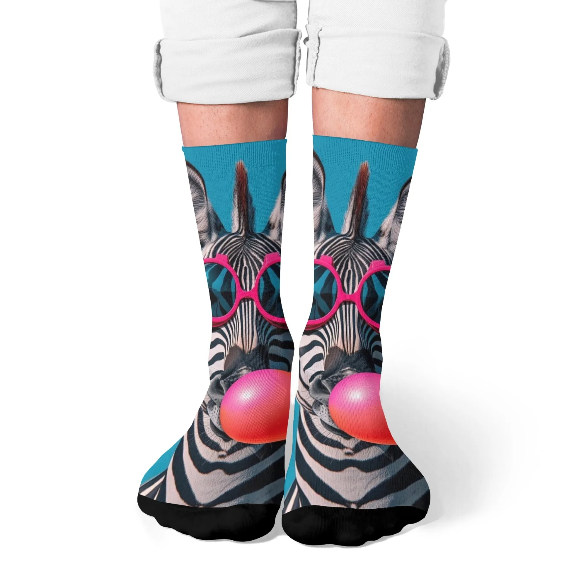 Novedad, calcetines abstractos con estampado de cebra y burbujas para hombre, moda urbana Harajuku, divertidos calcetines de compresión de hip-hop adecuados para regalos