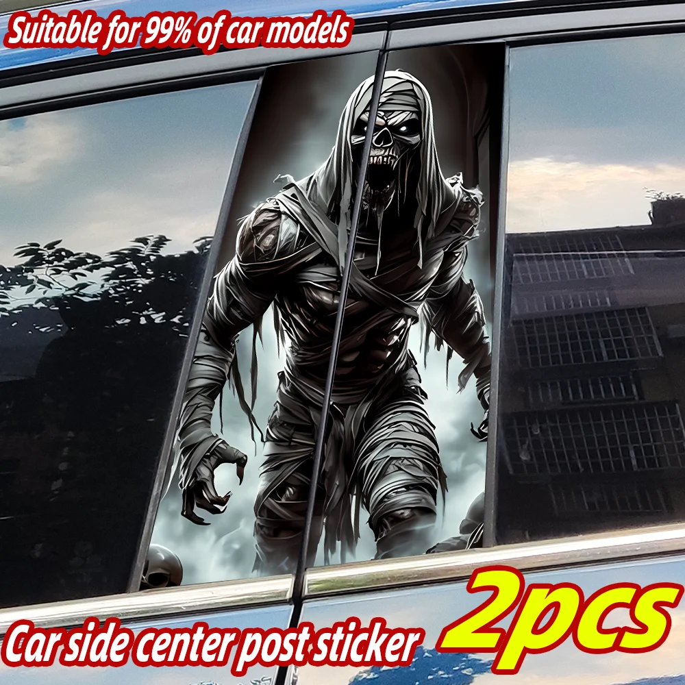 

Ghost Horror Skull Car Stickers Auto B Pillar Waterproof Decor Cover Scratches Car Doors Pillar Sunscreen Decals Accessories