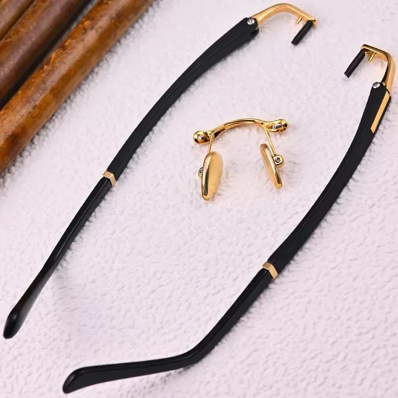 Zerosun Rimless Eyeglasses Frame Male Women Gold Grey Spectacles for Prescription Lens Tortoise Temple