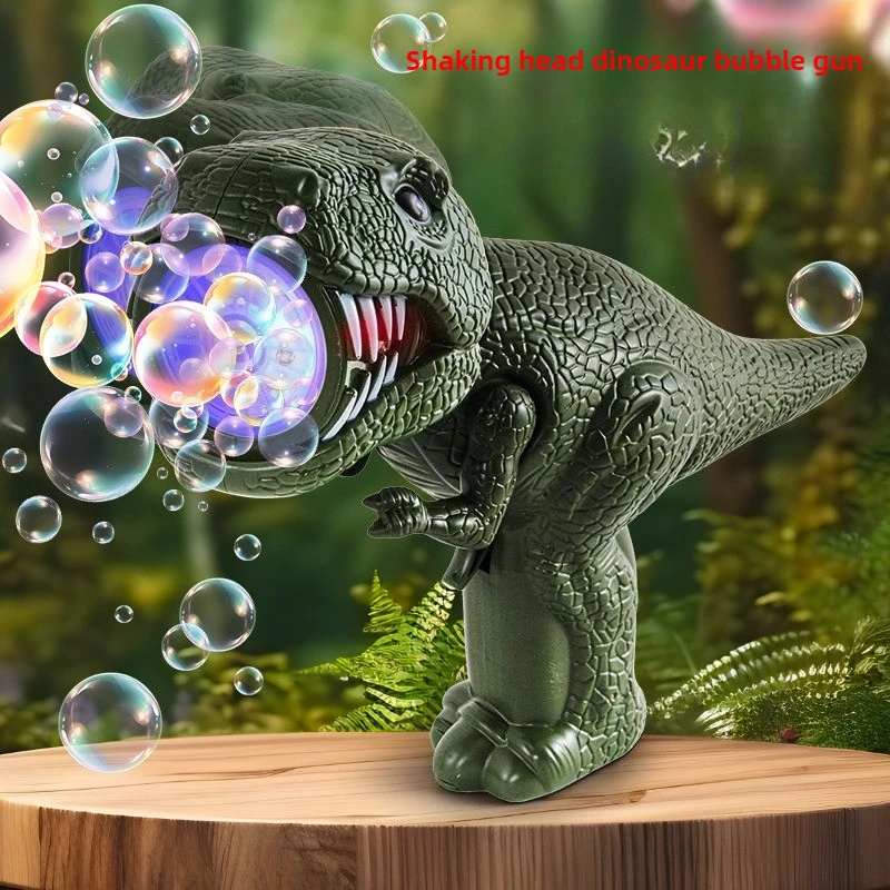 Pistolet à bulles électrique multi-trous pour enfants, jouet amusant de dinosaure de dessin animé, entièrement automatique, machine à bulles d'extérieur (sans bulle d'eau)