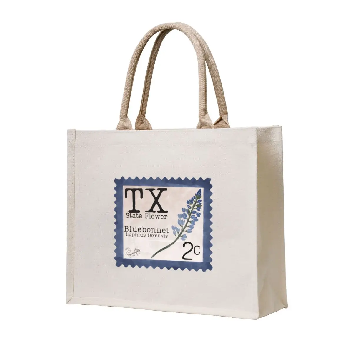 

Texas Bluebonnet: Texas State Flower Stamp Tote Bag Large bags for women custom fabric bag tote bag men