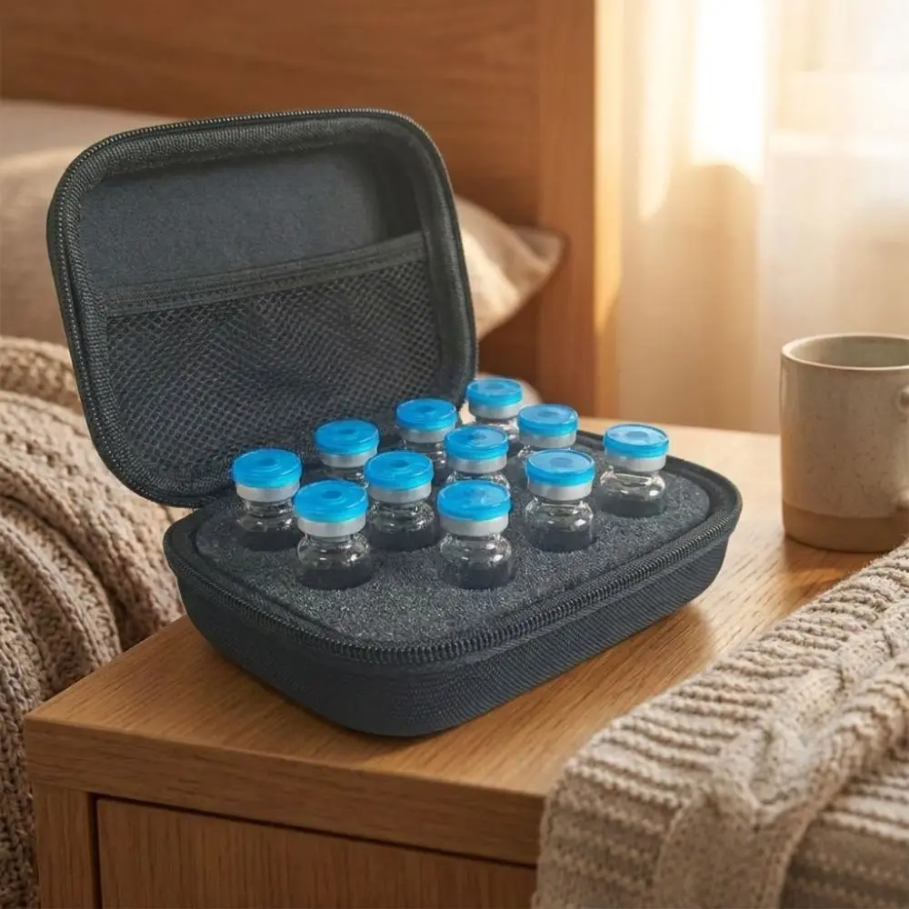10 Slot Insulin Vial Storage Case Zippers Closure 1-3ML Essential Oil Box Organizer Shockproof Dust-proof Insulin Cooling Bag view 3