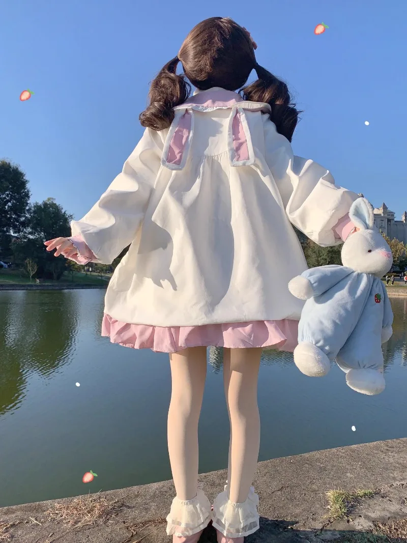Japanese Style Soft Girl Lolita All-Matching Cotton-Padded Jacket Fleece-lined Thickened Small Furry Overcoat Coat Winter Parkas