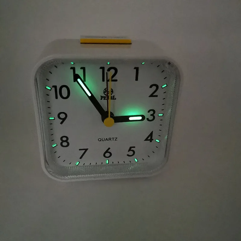 Non-ticking Analog Quartz Clock with Light Small Desk Silent Luminous Alarm Clocks Snooze for Heavy Sleepers Office Bedroom