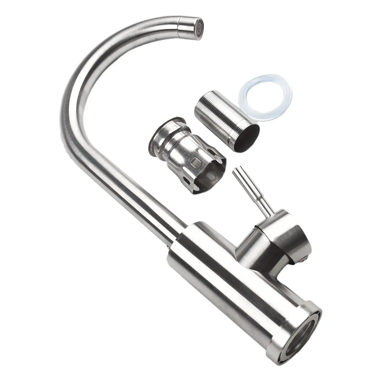 Single Handle Tap Kitchen Faucet Cold Hot Water Tap 2 Holes Stainless Steel Wear-resistant Anti-corrosion Ceramic Valve