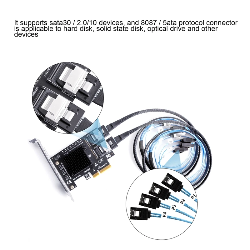 Top-PCI-E To SFF-8087 Adapter Card 8 Disks Mini SAS/SATA3.0 Hard Disk Expansion Card 6G8 Port Hard Disk Card