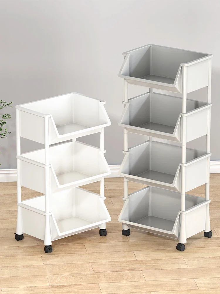 

Small cart storage rack, household snacks on the ground, multi-level living room