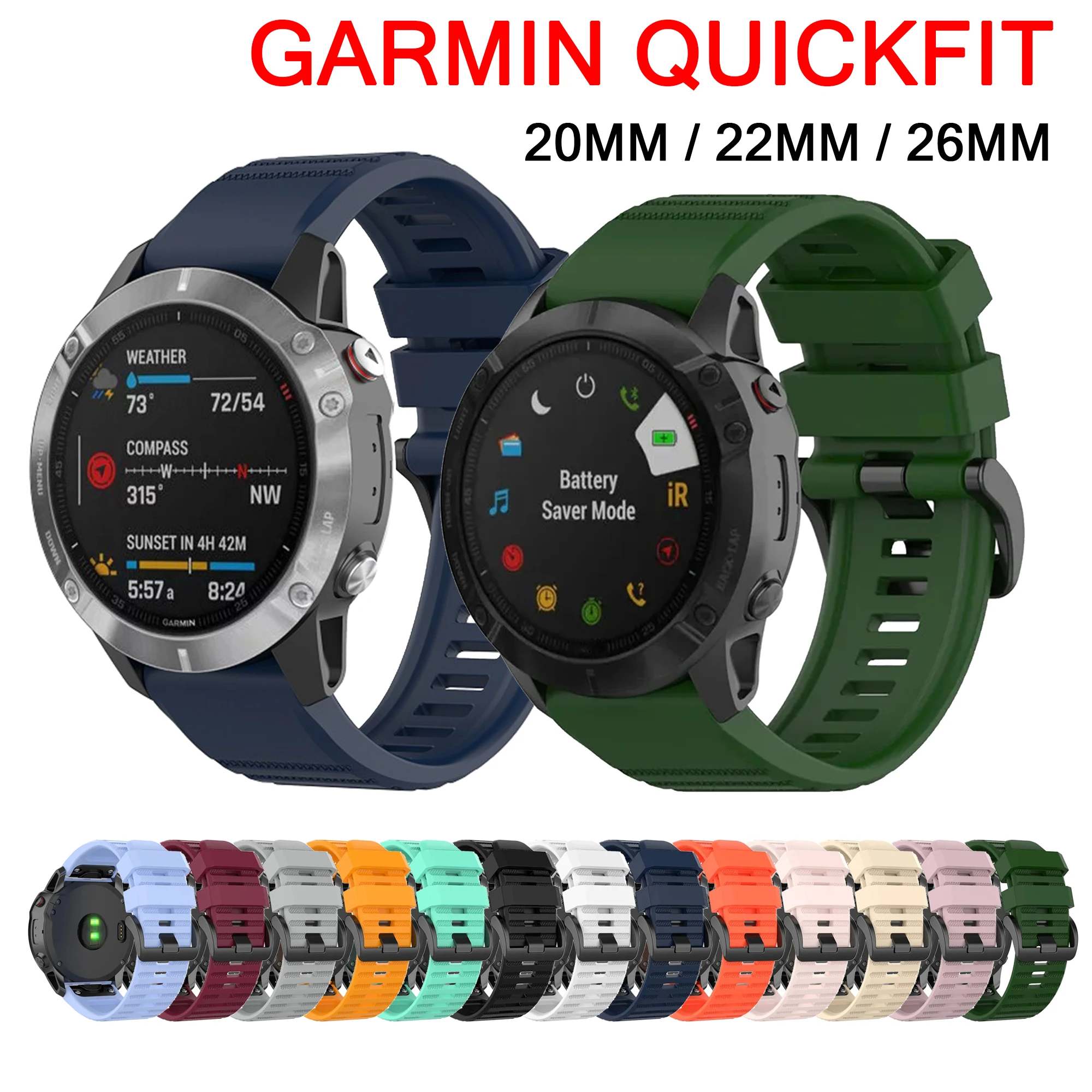 QuickFit 20 22 26 mm Armband für Garmin Fenix 8 E Epix Gen 2 Silikonband für Fenix 7 7X 5Plus 6XPro Enduro 2 Armband
