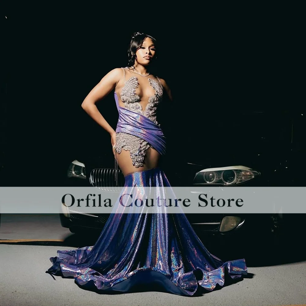 Prom Dresses Black Girls 2026 Long Mermaid Purple Sequined Sparkly Evening Gowns Gala Gown Customized
