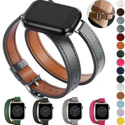 Double Tour leather Strap For Apple Watch ultra band 49mm 45mm 42mm 44mm Series 8 7 6 Se 5 4 3 2 Iwatch 6 38mm 40mm Correa 41mm