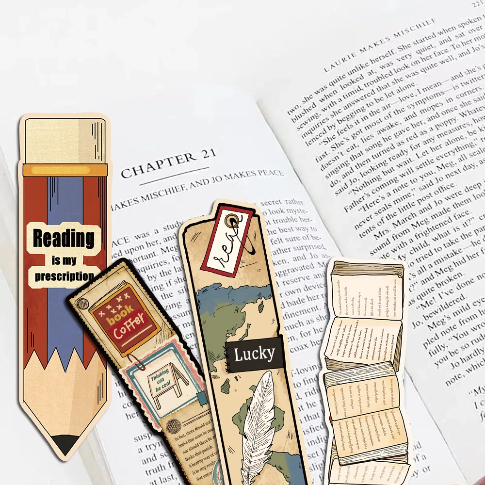 30PCS Vintage Reading Theme Bookmark Posters Cartoon Laptop Gifts Scrapbooking Aesthetic Journal Aesthetic Decorative Bookmark