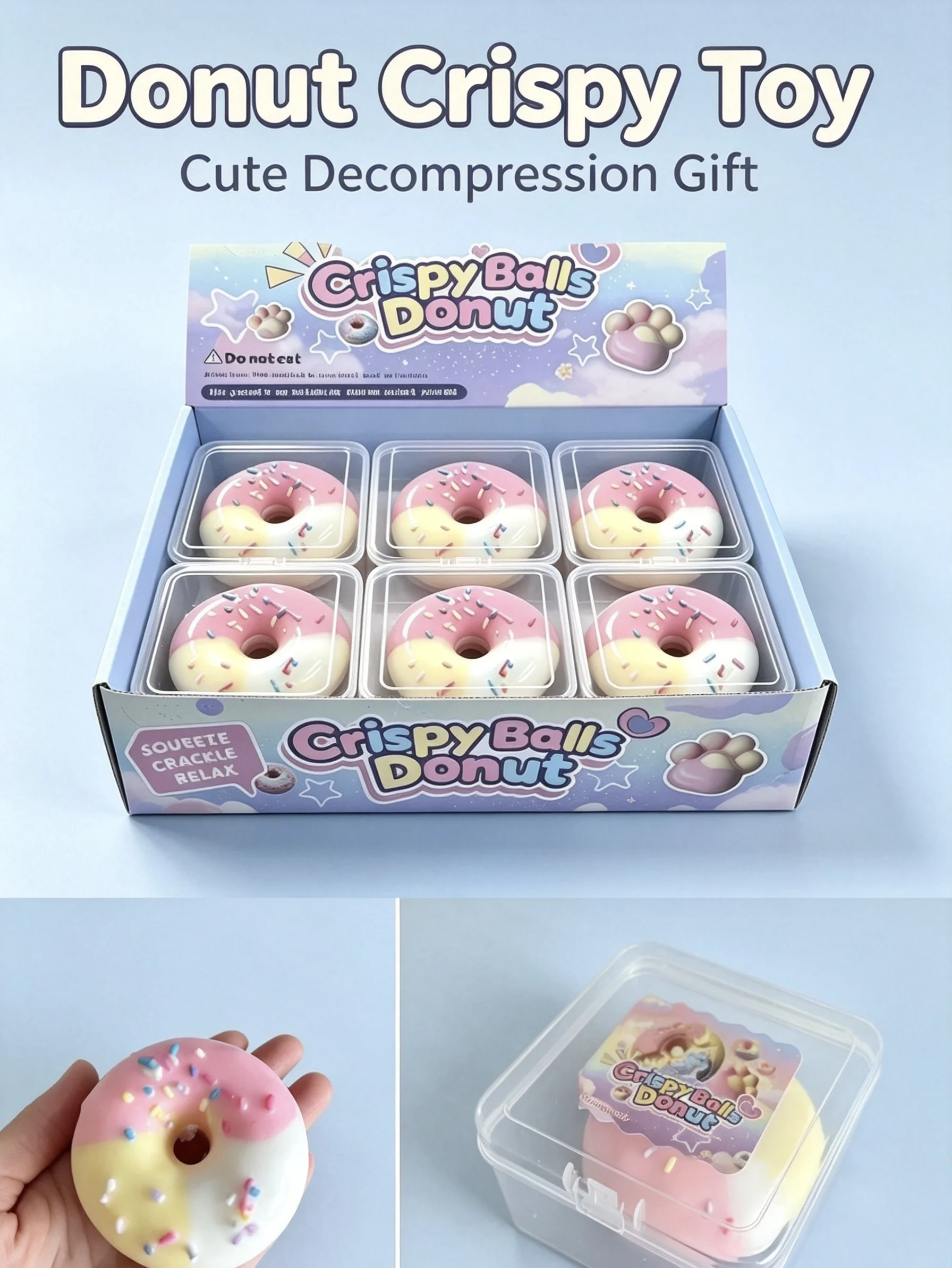 Knuspriges Squishy-Spielzeug-Set｜Schokoladen-Donut-Macaron-Knusper-Stressabbau-Spielzeug