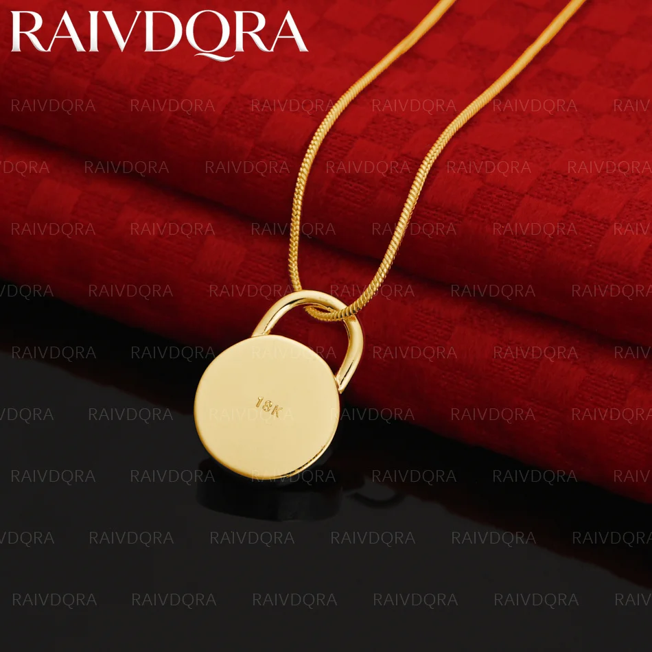 18K Gold Plated Round Lock Pendant Necklace For Women Charm Trend Birthday Gifts Fashion Party Fine Jewelry