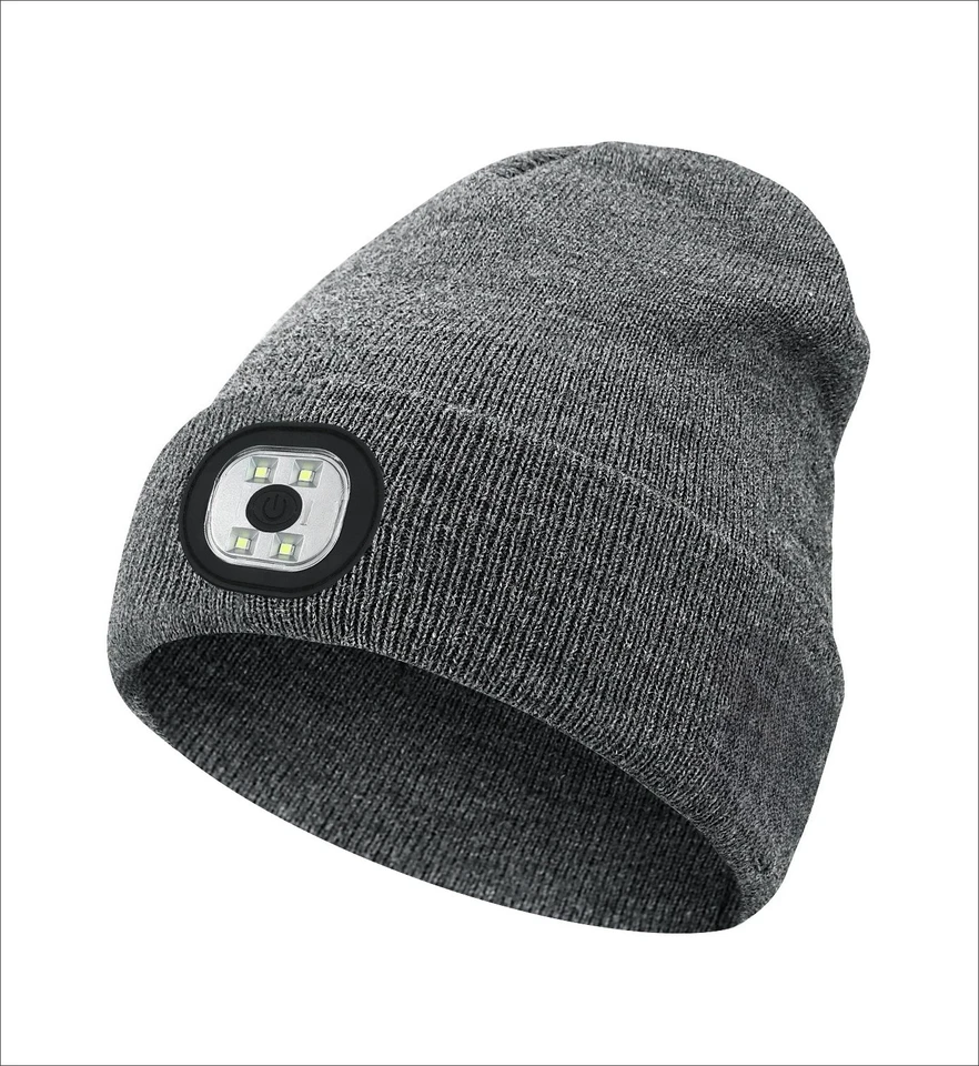 LED Lighted Beanie Hat USB Rechargeable Unisex Warm Winter Knitted Cap Headlamp Flashlight For Night Running Cycling, image 12