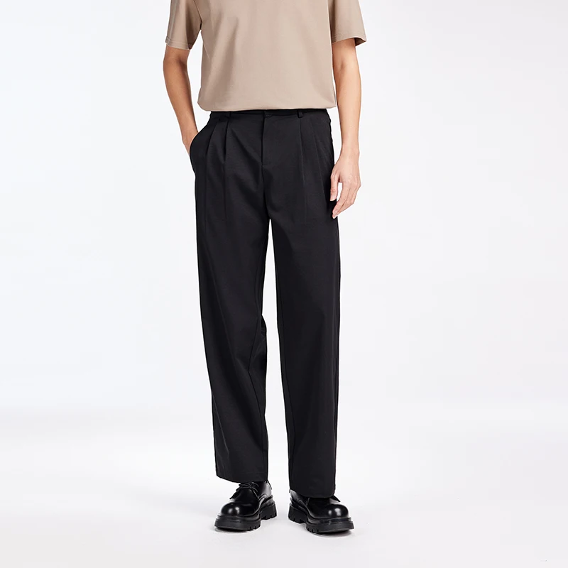 Men'S Skin Friendly Easy To Take Care Of Business Casual Trousers Versatile Loose Comfortable Simple Casual Straight Leg Pants