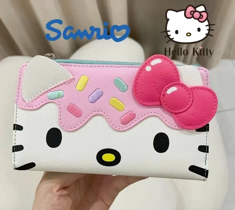 

Новое поступление 2025 года, кошелек Sanrio Hello Kitty, кошелек-клатч, женский кошелек, подарки на день рождения для взрослых, сумки для карт, двойные складные розовые праздничные подарки