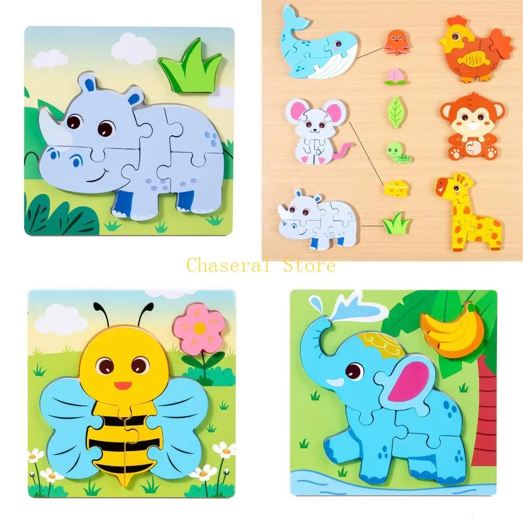 E7CE Toddler Educational Toy With Animal Sorting Oaken Puzzle For Fine Motor Skill Training