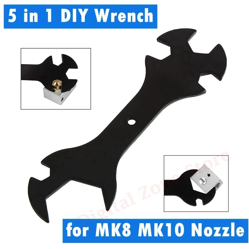 

5 in 1 DIY 3D Printer Wrench Engraving Machine Spanner Tools for E3D V6 MK8 MK10 Nozzle Heater Block 3D Printing Accessories