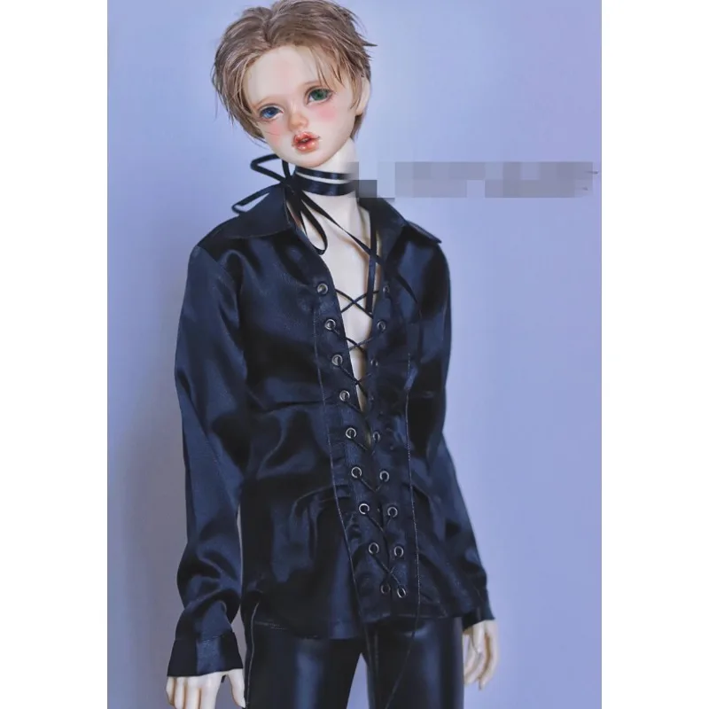 BJD Doll Black Silk Tie rivettata Hole Shirt Top con Retro Lazy Style 1/4 1/3 Uncle Doll Clothes CMB330