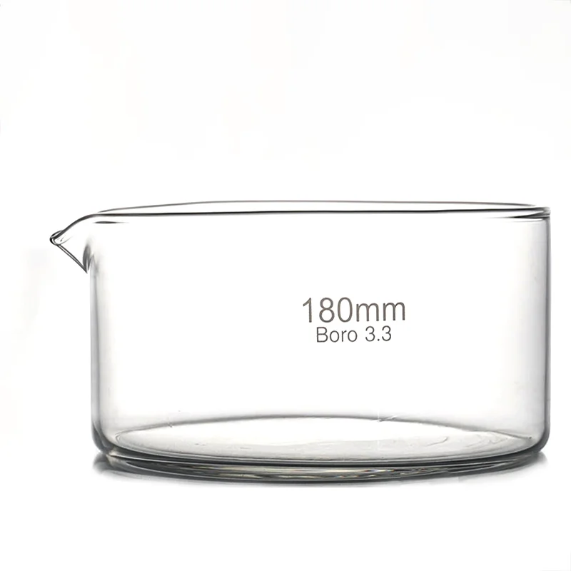 Glass crystallizing dish flat bottom evaporation dish 60 80 90 100 125 150 180mm high borosilicate glass laboratory use