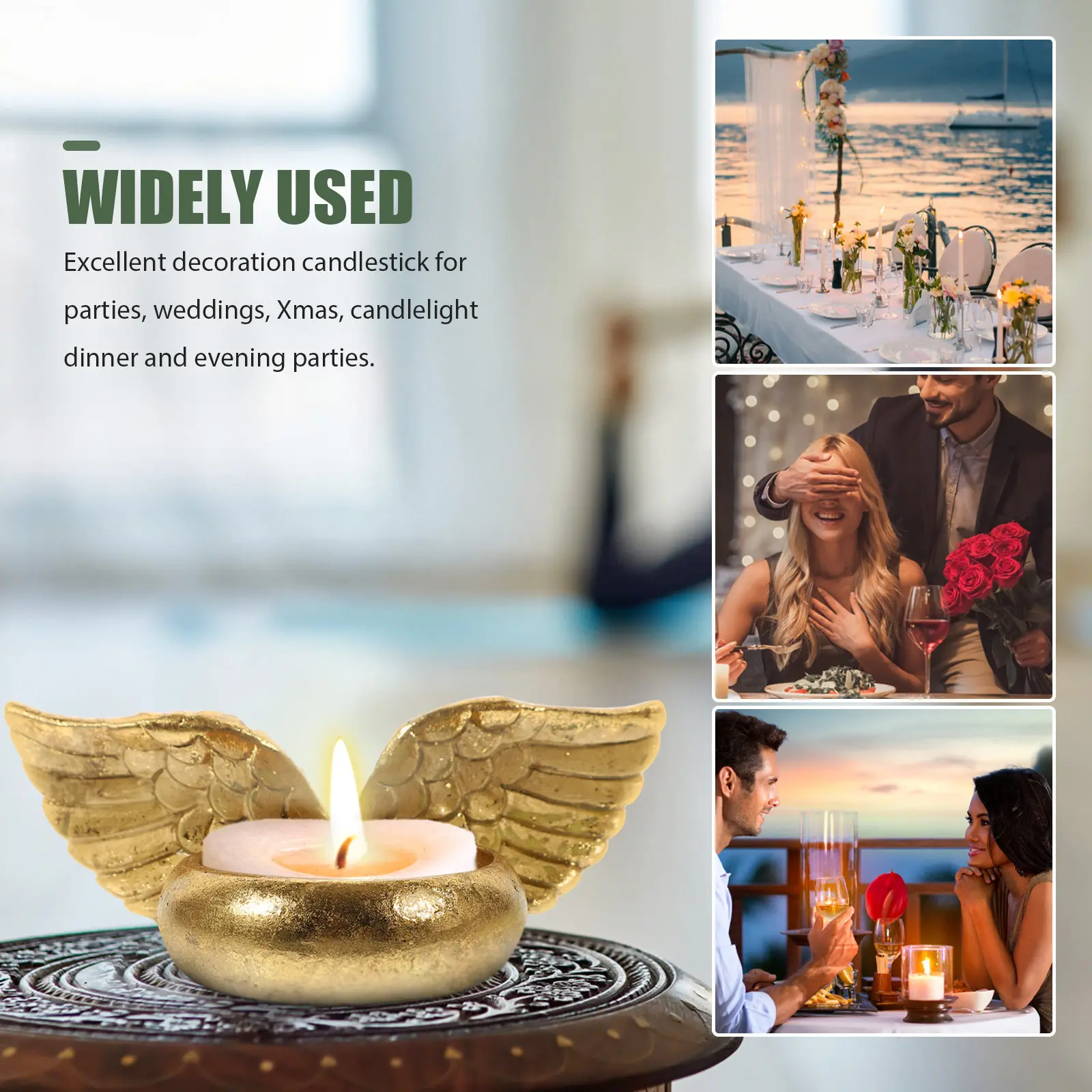 Exquisite Resin Angel Wing Candlestick Lightweight Decorative Holder for Desktop Use Resin Angel Wing Candlestick