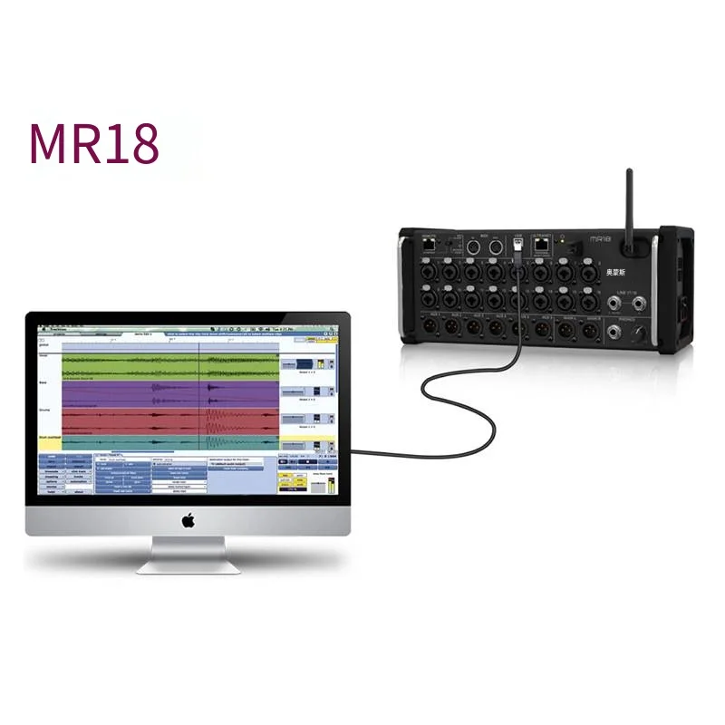 MR18 المهنية الرقمية خلط استوديو تسجيل وحدة التحكم استوديو خلاط رقمي الصوت متعدد المسارات طاولة الصوت مع مسجل USB