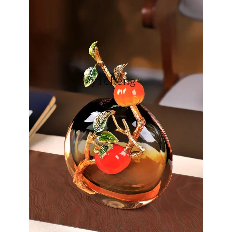 HP-30  New Chinese Persimmon Ruyi Light Luxury Enamel Color Glass Vase Craft Ornament