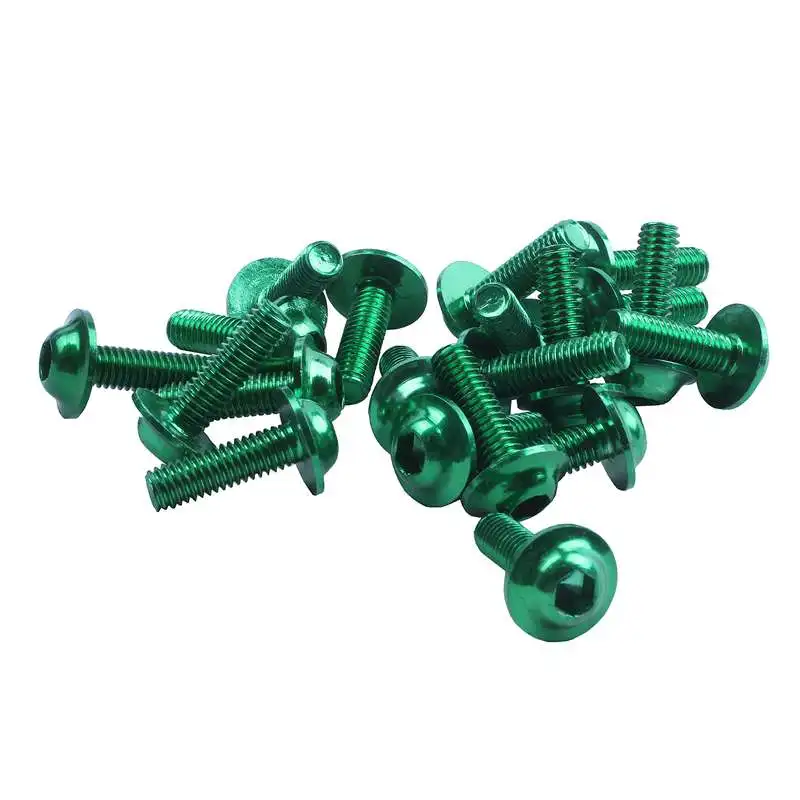 20 Pcs Green Aluminum Alloy Motorcycle Hexagonal Bolts Screws M6