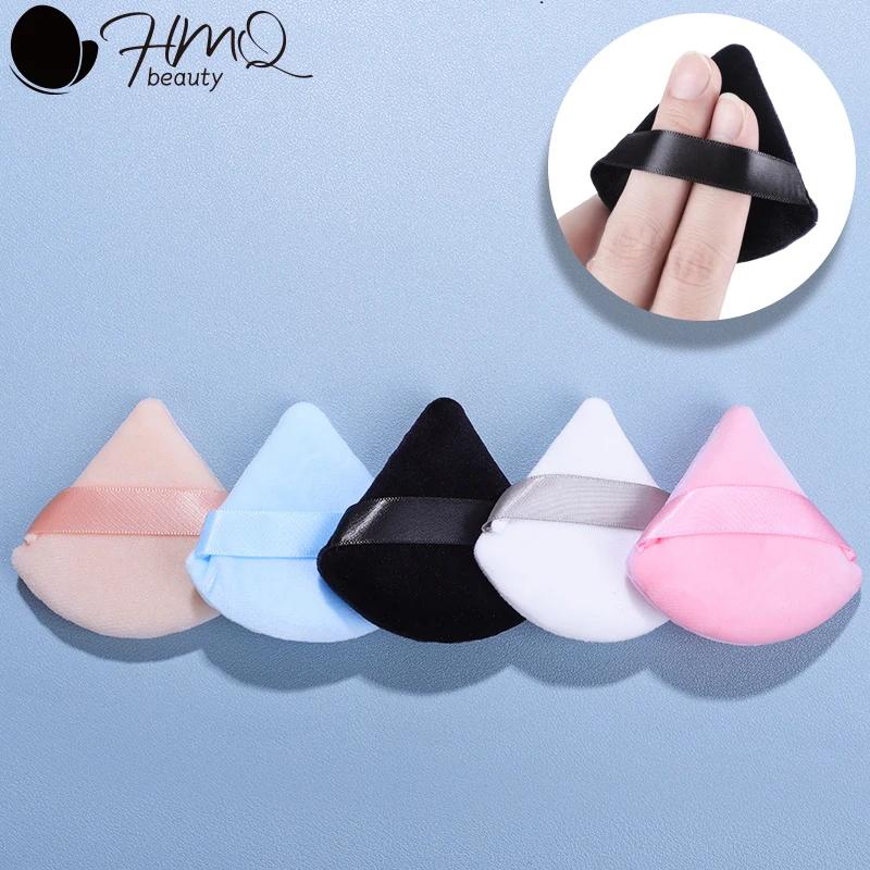 5/10Pc Wholesale Triangle Velvet Face Powder Puff Flours Soft Mini Face Makeup Sponge Cosmetic Washable Lightweight Makeup Tools