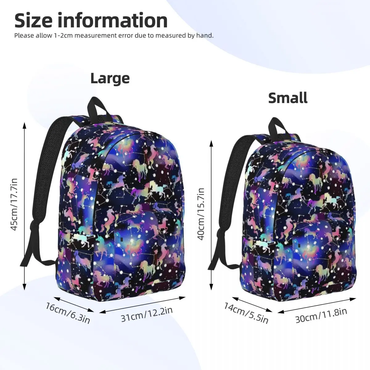 Galaxy Unicorn Pattern Backpack Boy Girl Kids Student School Bookbag Love Cute Unicorn Canvas Daypack Kindergarten Primary Bag