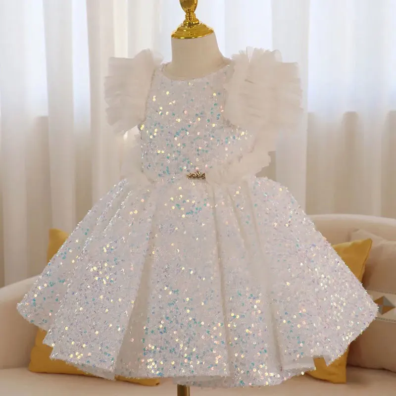 Baby Flower Girls Wedding Dress Children gilrs Fashion Sequins Birthday Party Princess Ball Gowns Piano Costumes y485