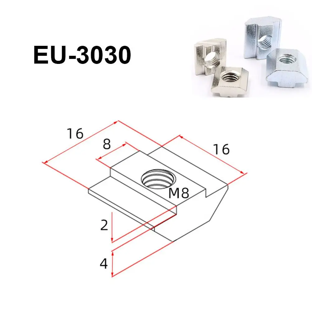Groove Blocks M8 Slot Nut Accessories Slider Nut Steel Galvanized Aluminium Profiles Fastener 100pcs High Quality