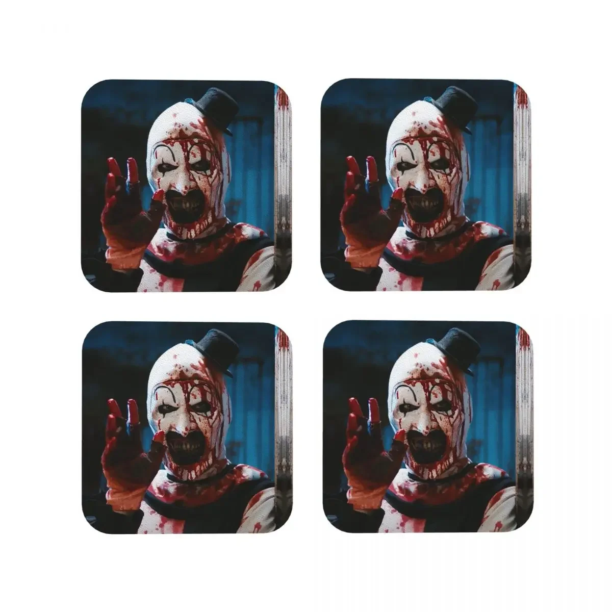 Terrifier 2 Coasters Kitchen Placemats Waterproof Insulation Cup Coffee Mats For Decor Home Tableware Pads Set of 4