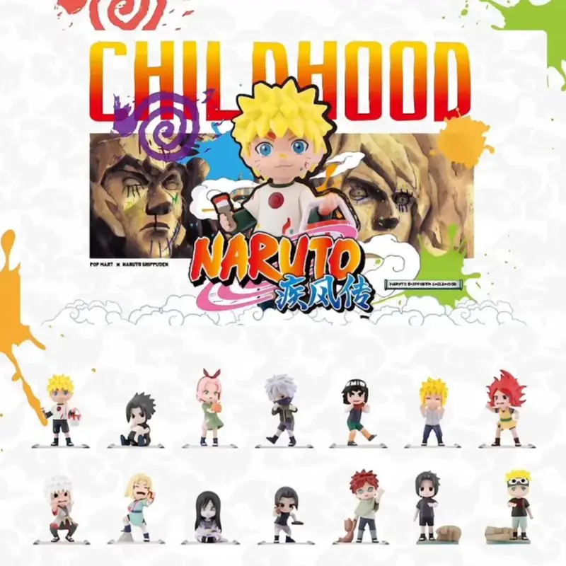 POP MART Naruto Shippuden Serie Infancia Caja Sorpresa Misteriosa Figura de Anime Encantadora Muñeco Juguete Set de Regalo