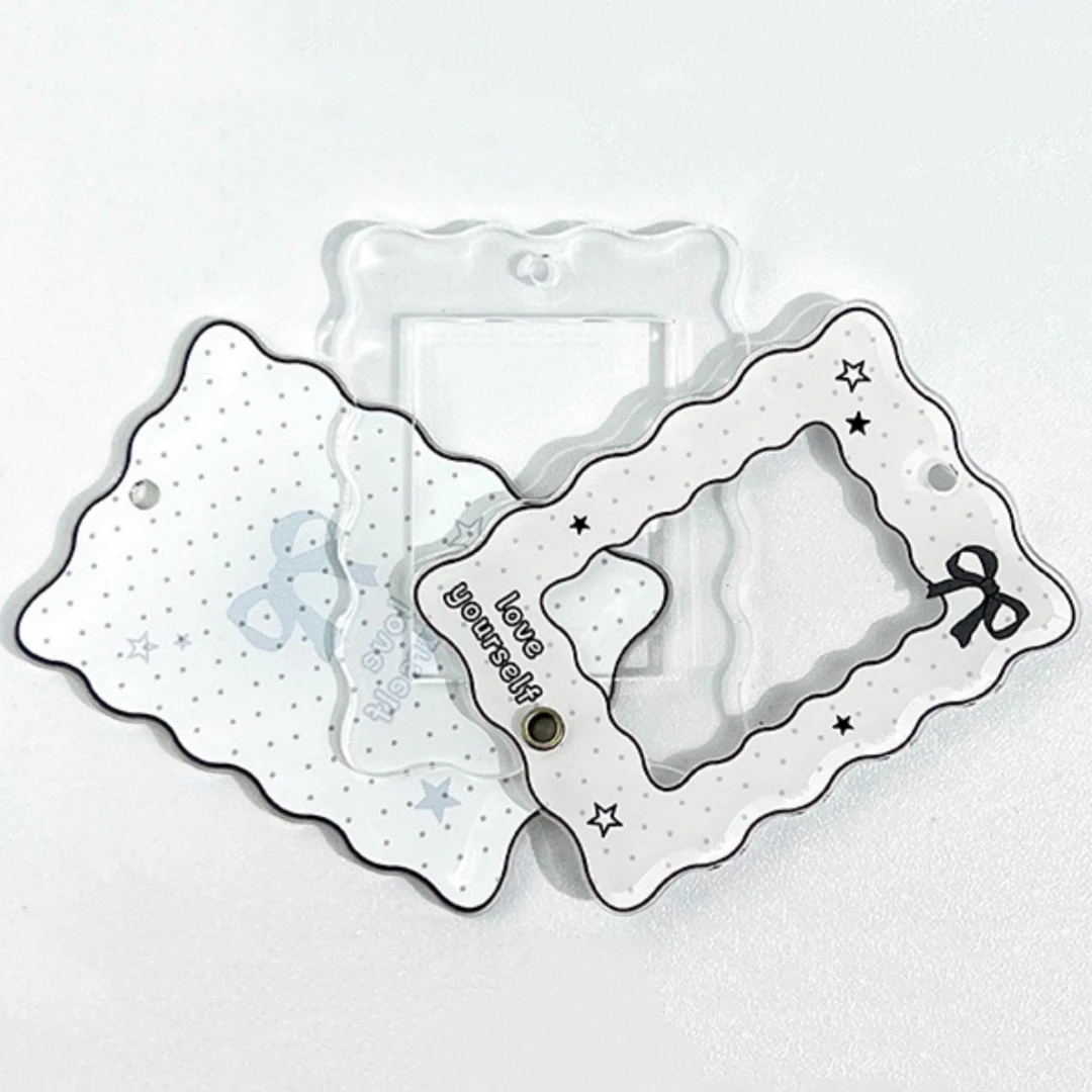 Slide Wave Photo Frame Keychain Acrylic 1 Inch Photo Organizer Photocard Case Hanging Pendant