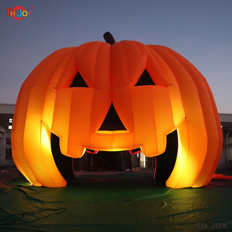Devil Smile 6m Giant Inflatable Pumpkin Tent Artificial Pumpkins Arch Tunnel For Halloween Decoration Outdoor Event