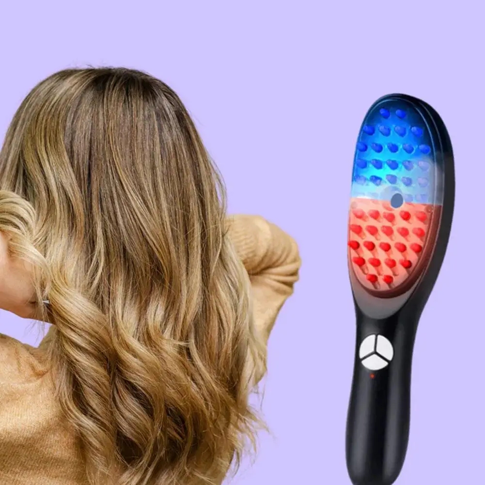 Head Massager Hair Comb Scalp Relaxation Treatment Brush Electric Vibration Growth Brush For Women Blue Red Light Therapy