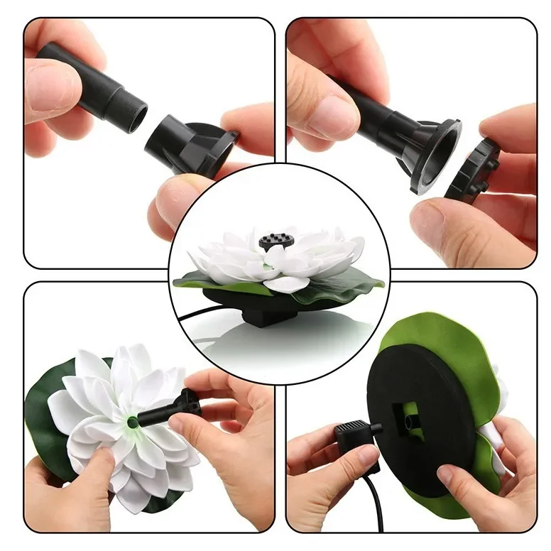 Solar fountain lotus leaf flower floating water spray outdoor water feature garden fountain pool lotus leaf flower micro spray
