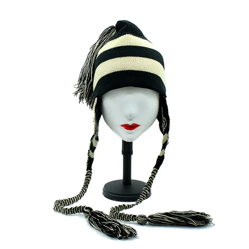 Nana Anime Shinichi Okazaki Caps Ladie Winter Hand Knitted Bomber Hat Cosplay Street Ear Protection Warm Wool Tassel Russian Hat