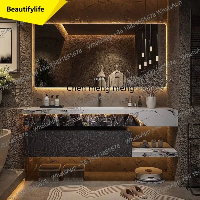 

D02 Classic Modern Bathroom Cabinet Hanging European Sink Storage Bathroom Cabinet Mirror Smart Meuble Salle De Bain