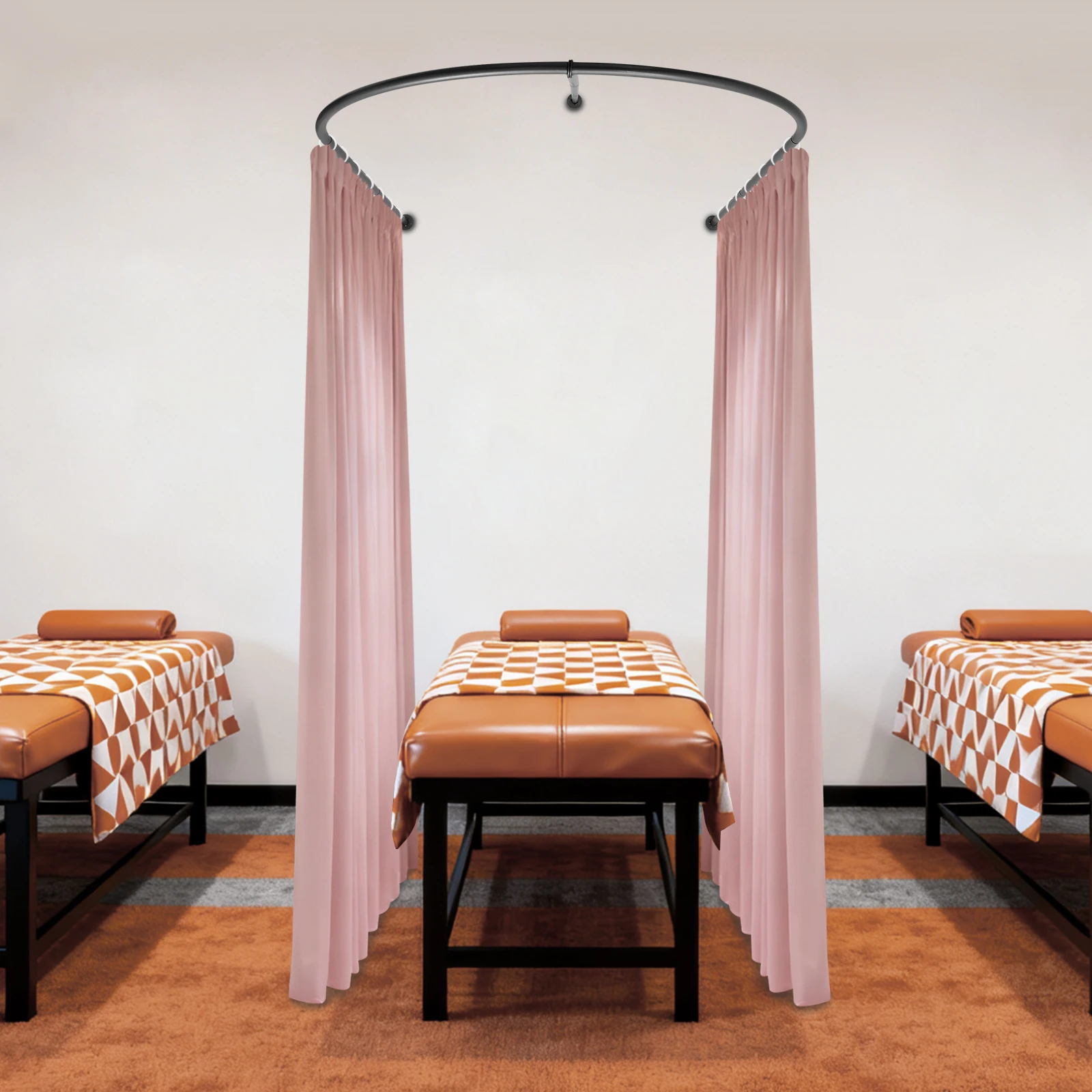 

Черная кованая U-образная перегородка 230x120x50 см, бытовой утолщенный карниз, подвесной кронштейн для штор